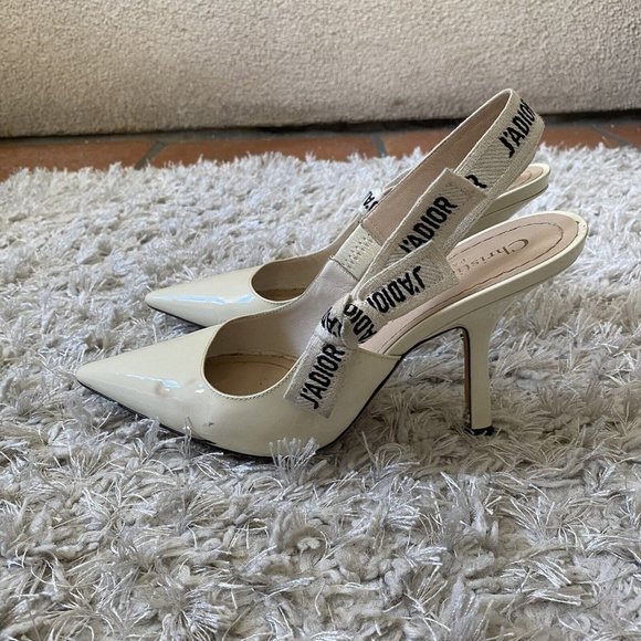 Christian Dior Womens White J'adior Patent Leather Slingback Pumps Size 36 6 - Picture 5 of 11